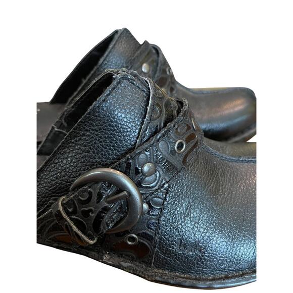 9M BOC Born Concept Women's Leather Block Heel Mules Black C35300 CIG14 - Picture 10 of 11